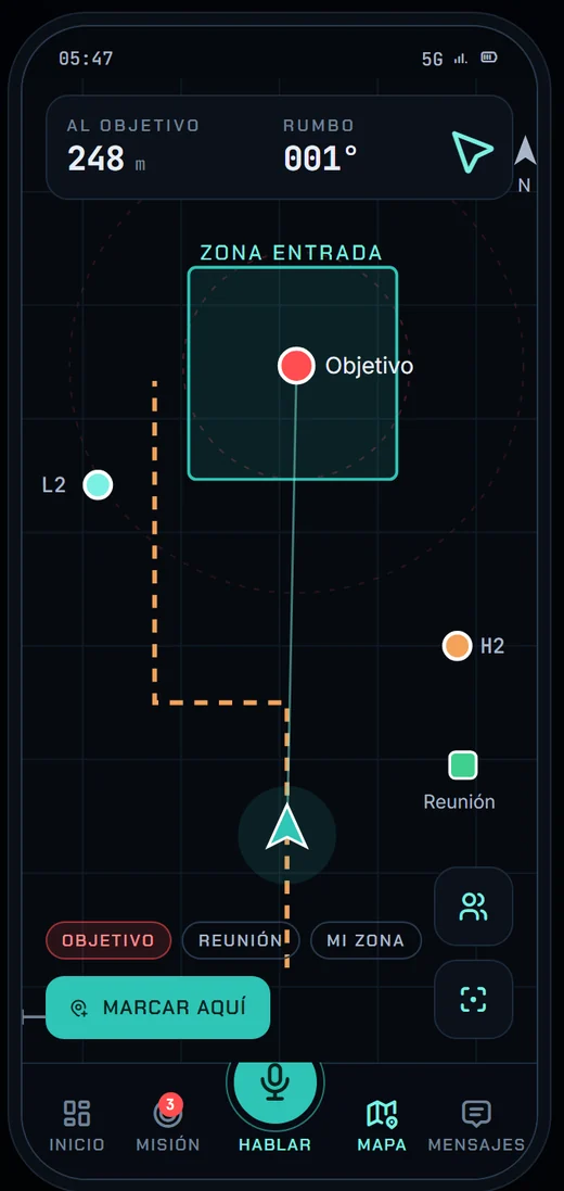 App CAEMS Vanguard: mapa táctico sin conexión