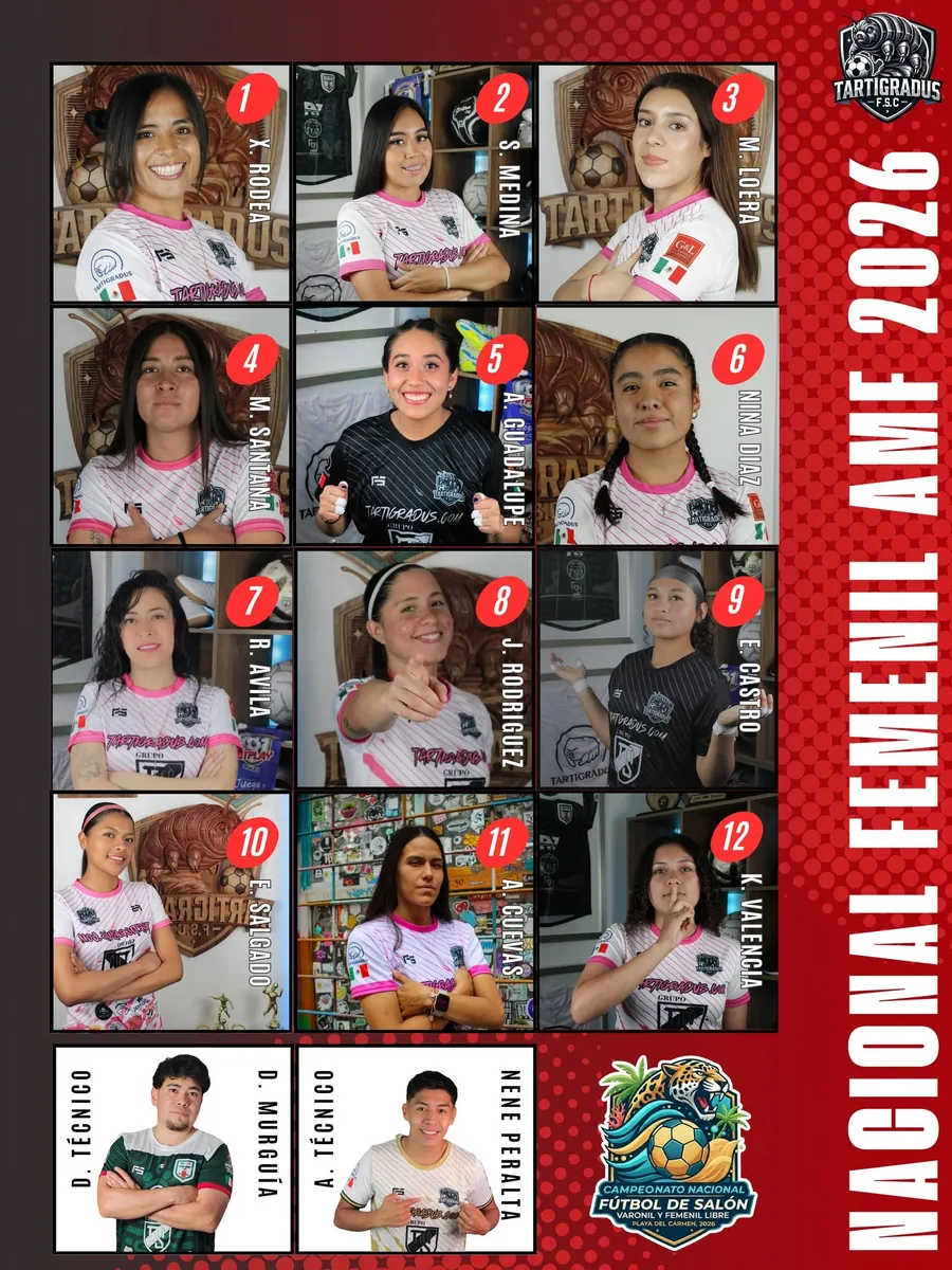 Plantel del femenil para el Nacional AMF 2026